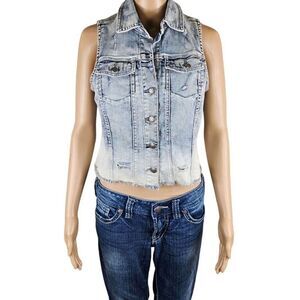 Silver Jeans Company Cropped Denim Vest Blue Womans Size XL